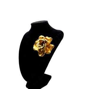 Vintage GIOVANNI signed Gold plated Rose floral Brooch 2.25 inch